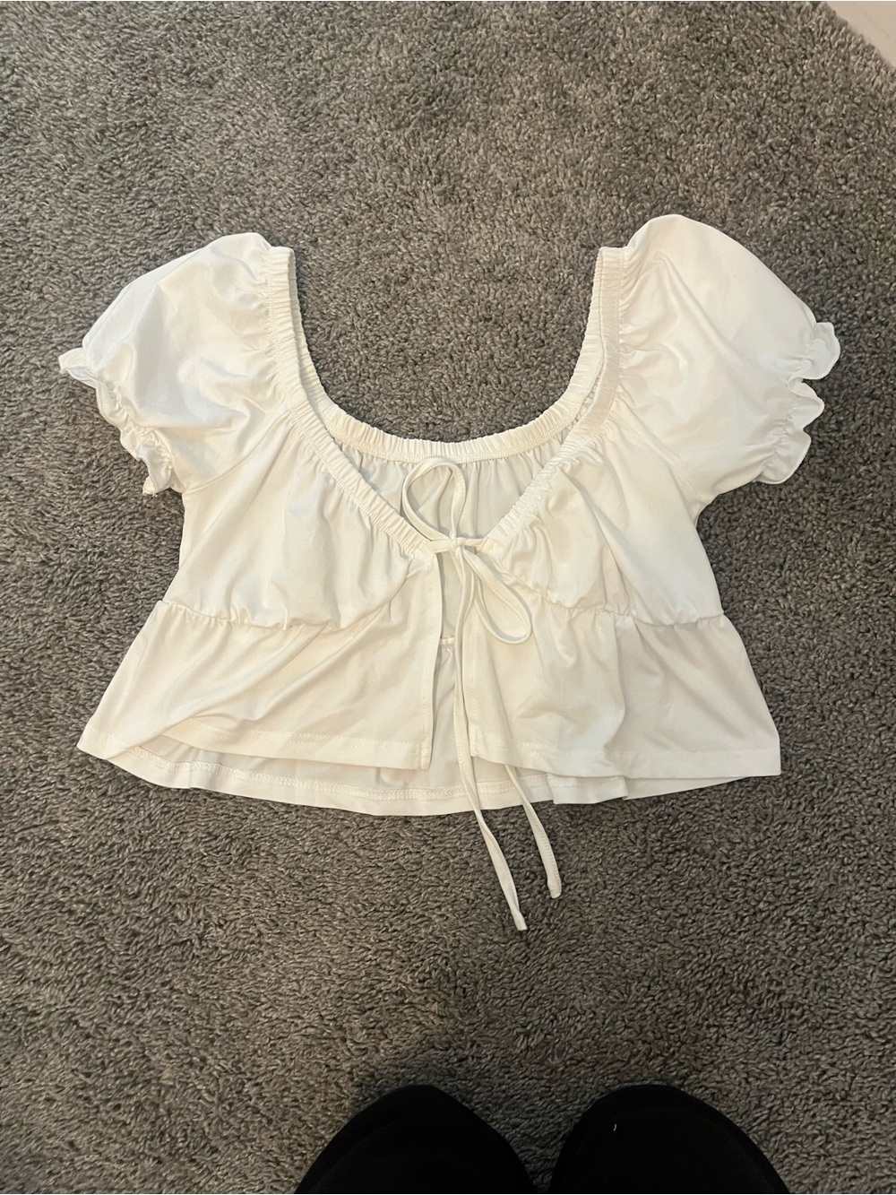 Women’s Cream Peasant Tie-Front Top